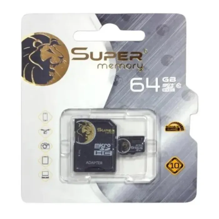 Memoria Micro Sd 64gb Clase 10 Super Memory + Adaptador