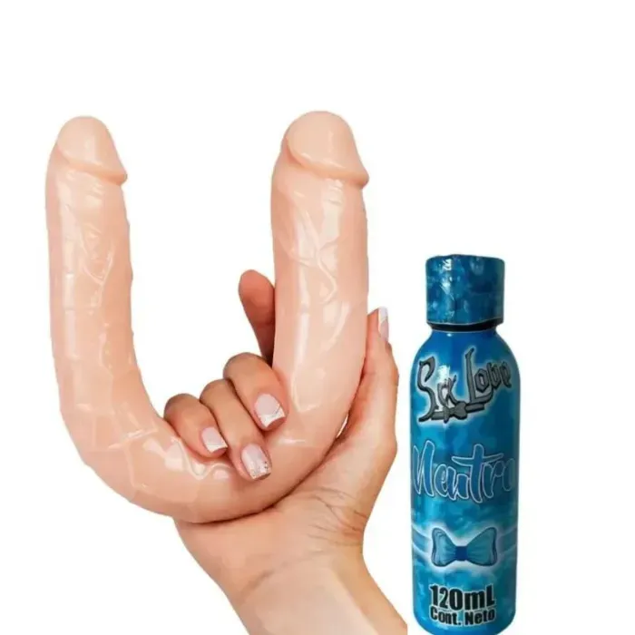 Dildo Pene Doble Penetración Consolador Niel 35.5 Cm Piel + Lubricante Neutro 120 Ml