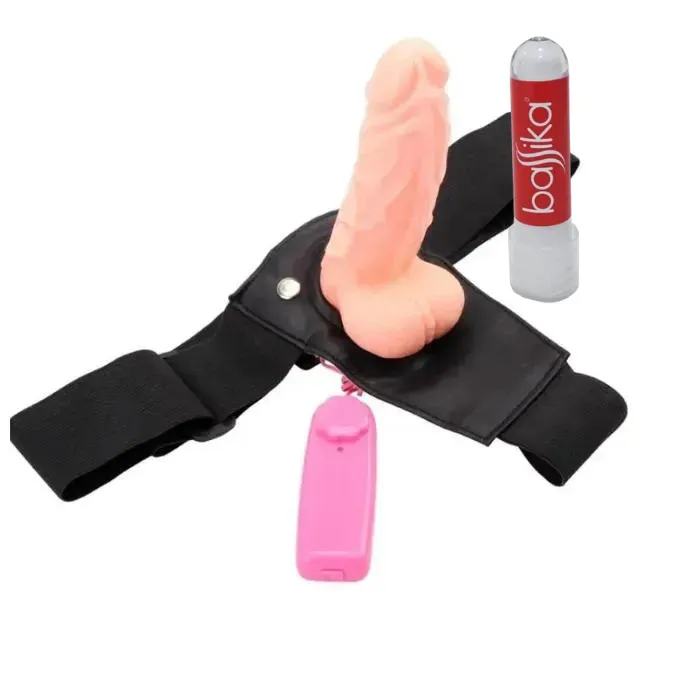 Arnes Vibrador Dildo Hueco Consolador Wear Pennis + Lubricante Intimo Anal Bassika