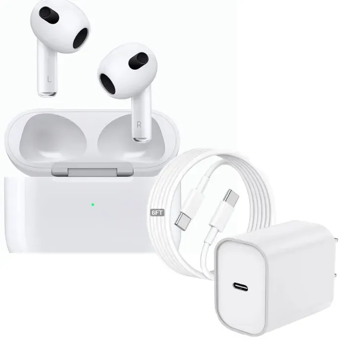 Airpods 3  Audifonos Calidad 1.1 + Cargador Iphone 15 Pro Max Carga Rapida 35w Tipo C