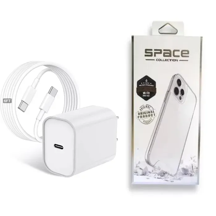 Cargador Iphone 15 Pro Max Carga Rapida 35w Tipo C + Estuche Para Iphone 15 Pro Max Space Transparente Gratis