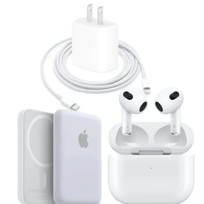 Airpods 3  Audifonos Calidad 1.1 +Cargador iPhone 20w Carga Rapida +Batería Externa Inalámbrica Magsafe Iphone 1:1