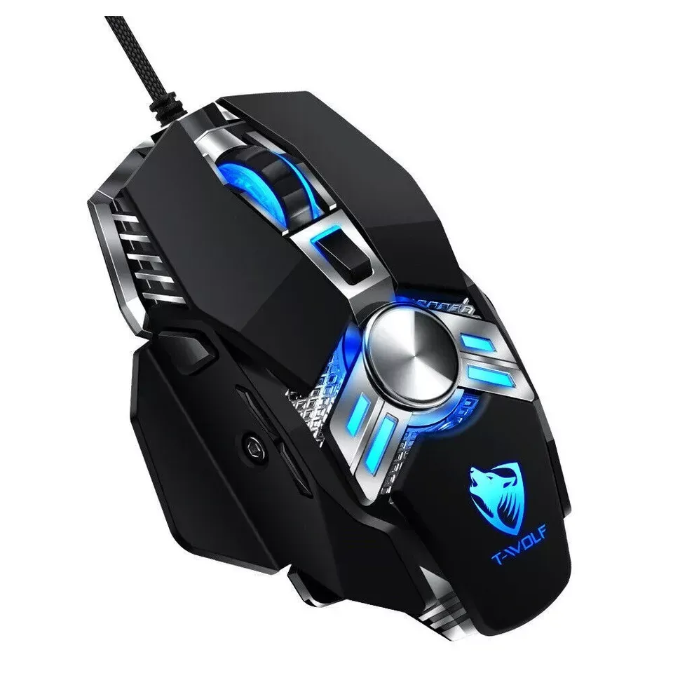 Mouse Gamer Para Juegos V10 Wolf Warrior Con Cable Usb, Óptico, Rgb, Led, 6400 Dpi, 1414