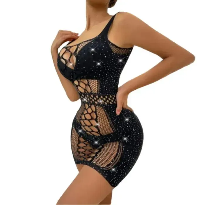 Lencería Malla Erotica Sexy Brillante Vestido Dailen