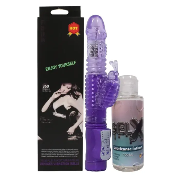  vibrador recargable doble estimulación punto g mariposa 360 grados jack butterfly recargable + lubricante gelx neutro x 100 ml