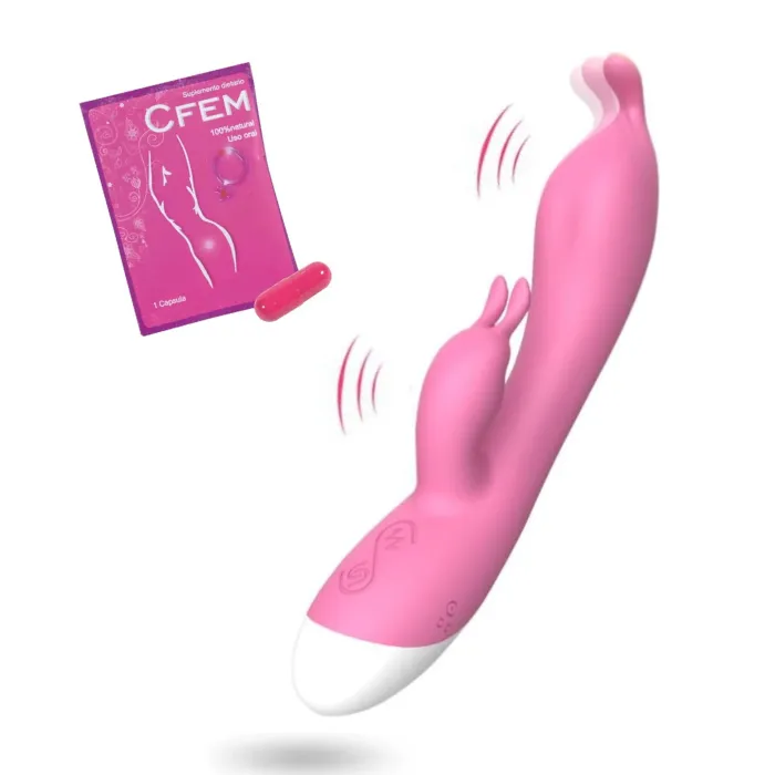  Vibrador Doble Estimulo Clitoris Y Punto G Con 12 Modo De Vibracion (Recargable) + Potenciador Sexual Femenino Cfem 1 Cápsula 