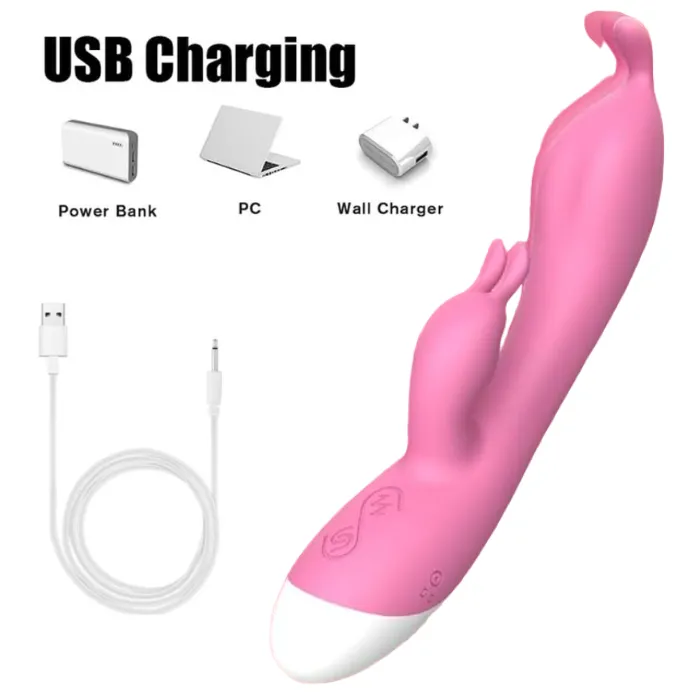  Vibrador Doble Estimulo Clitoris Y Punto G Con 12 Modo De Vibracion (Recargable) + Potenciador Sexual Femenino Cfem 1 Cápsula 