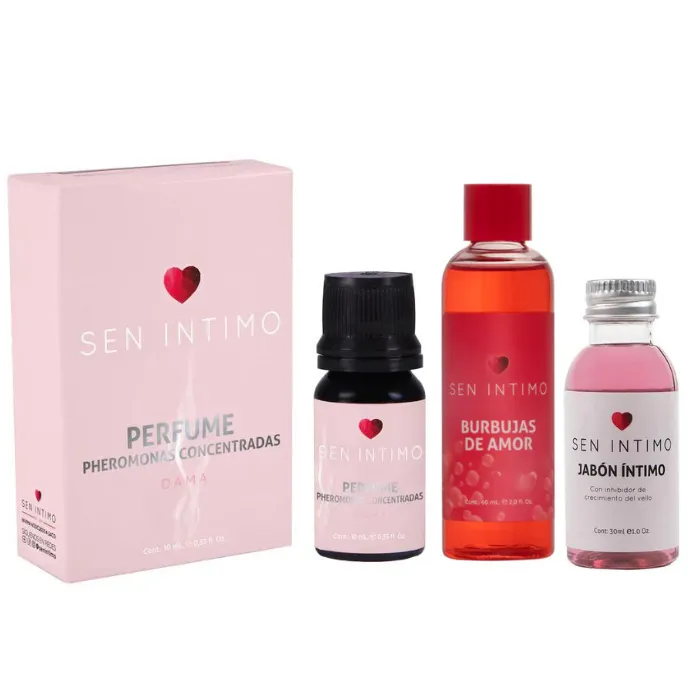 Sen Intimo Perfume Pheromonas Concentradas Para Dama + Sen Intimo Burbujas De Amor Baño De Espuma X 60 Ml + Jabon Intimo Sen X 30ml