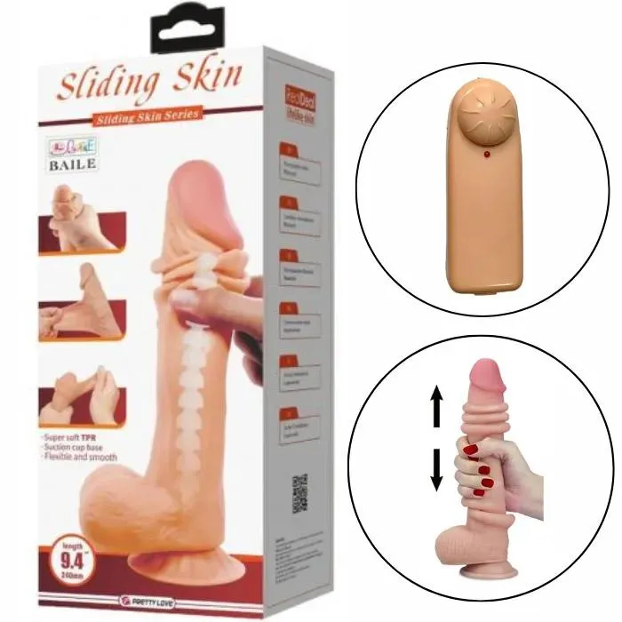 Dildo Vibrador Consolador Ultra Realista Con Piel Deslizable Y Control Alambrico