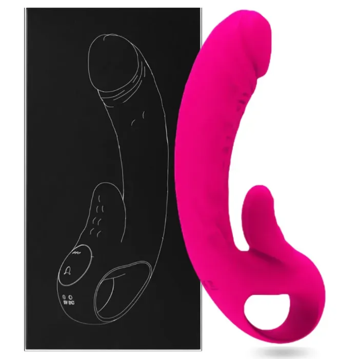 Vibrador Doble Estimulacion Punto G Y Clitoris Forma De Pene Realista Y Lengua