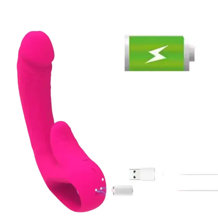 Vibrador Doble Estimulacion Punto G Y Clitoris Forma De Pene Realista Y Lengua