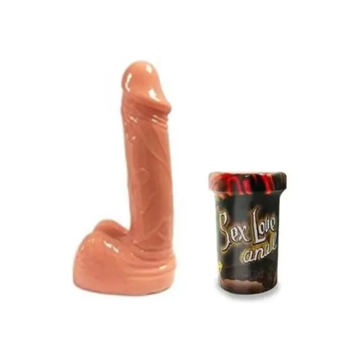 Mini Consolador Masturbador Realista Con Testículos Y Ventosa 11.5 Cm Levi + Lubricante Anal Dilatador Anestesico Sex Love 10 Ml