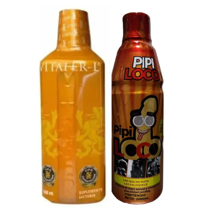 Potenciador Y Estimulante Sexual Vitafer-l Jarabe 500 Ml + Potenciador Y Estimulante Sexual Pipi Loco Jarabe 500 Ml