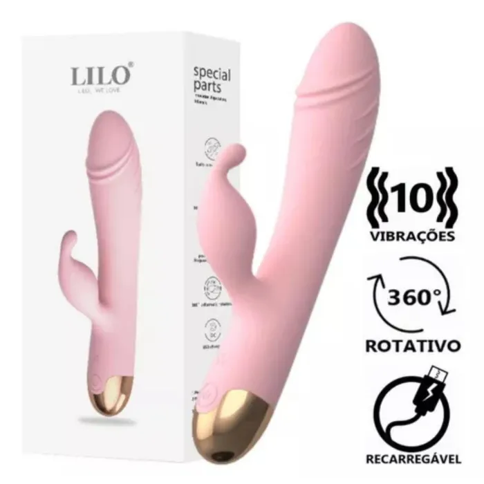 Vibrador Doble Estimulacion De Lujo Con Rotacion 360° 10 Modo De Vibracion (Recargable) 