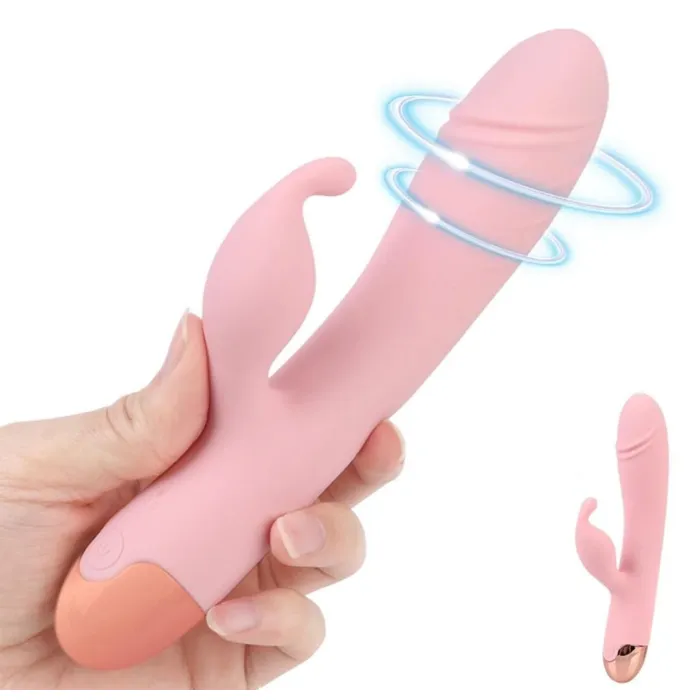 Vibrador Doble Estimulacion De Lujo Con Rotacion 360° 10 Modo De Vibracion (Recargable) 