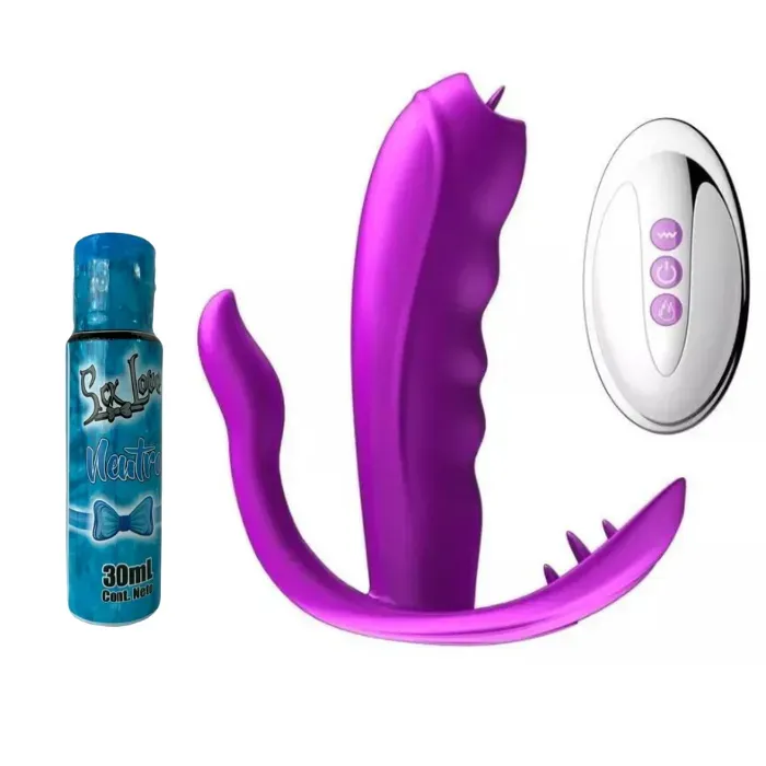 Vibrador Succionador Vaginal Tipo Panty 3 En 1 Estimulador Lengua + Lubricante Neutro