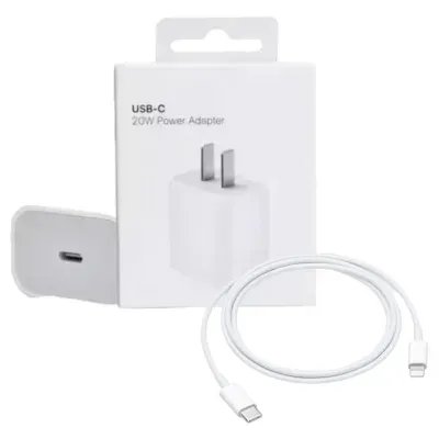 Cargador Iphone 20w Carga Rapida + Cable Iphone 2 Metros Tipo C Lightning Carga Rapida 1:1