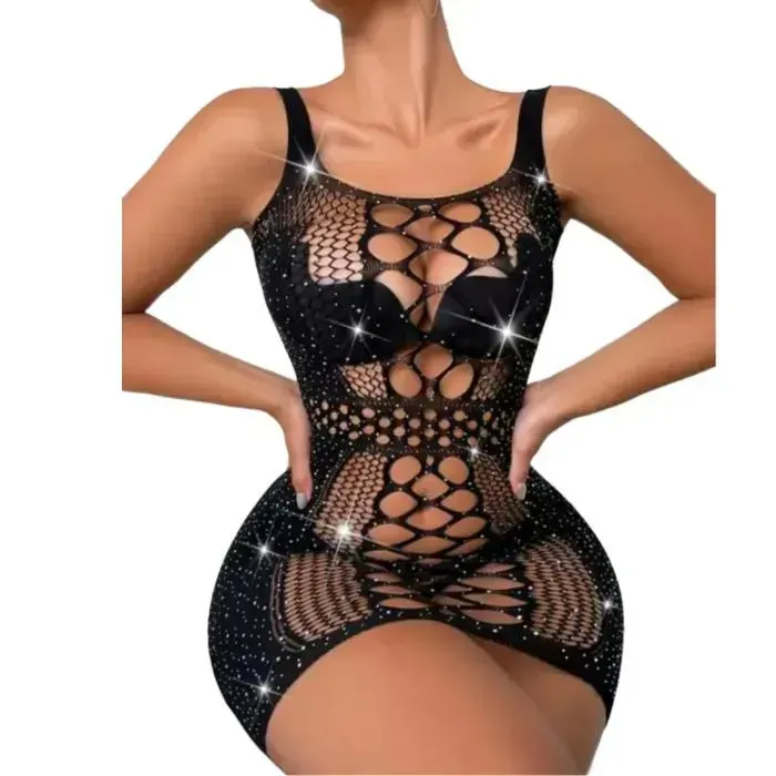 Lencería Malla Erotica Sexy Brillante Vestido Dailen