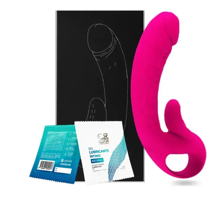 Vibrador Doble Estimulacion Punto G Y Clitoris Forma De Pene Realista Y Lengua+ Sache Lubricante