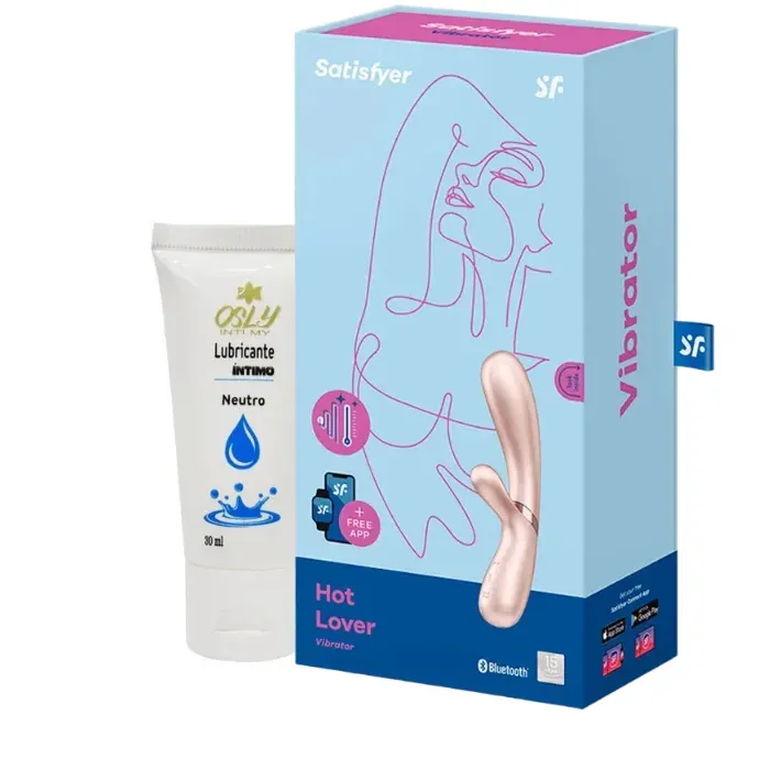 Satisfyer Hot Lover Vibrador Consolador Termico Y Con App Bluetooth + Lubricante Neutro A Base De Agua Osly Intimy 30 Ml