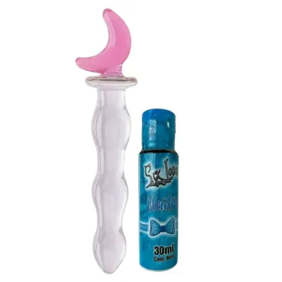 Dildo De Vidrio Perlas Consolador Alepo + Lubricante Intimo Neutro 30 Ml Sex Love