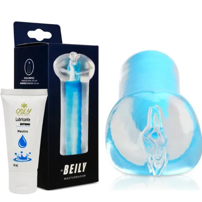 Masturbador Masculino Vagina Con Forma Realista Transparente Beily + Lubricante Neutro A Base De Agua Osly Intimy 30 Ml