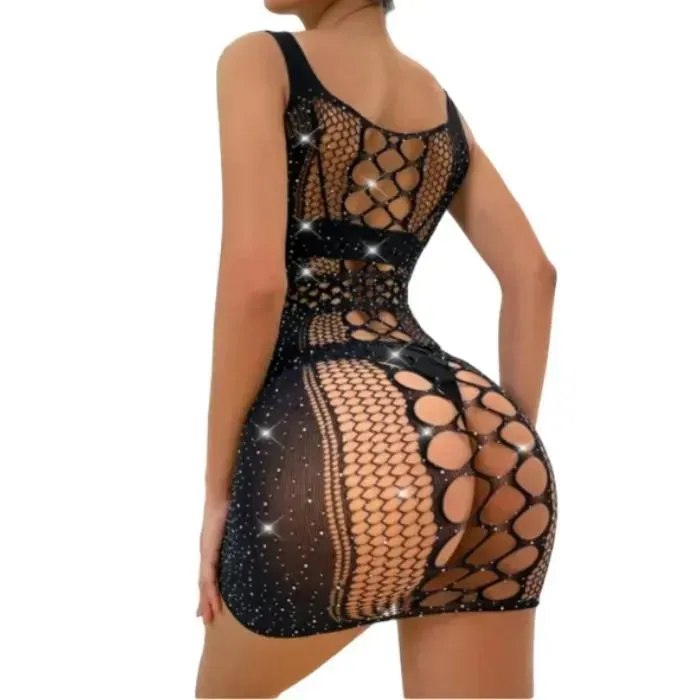 Lencería Malla Erotica Sexy Brillante Vestido Dailen