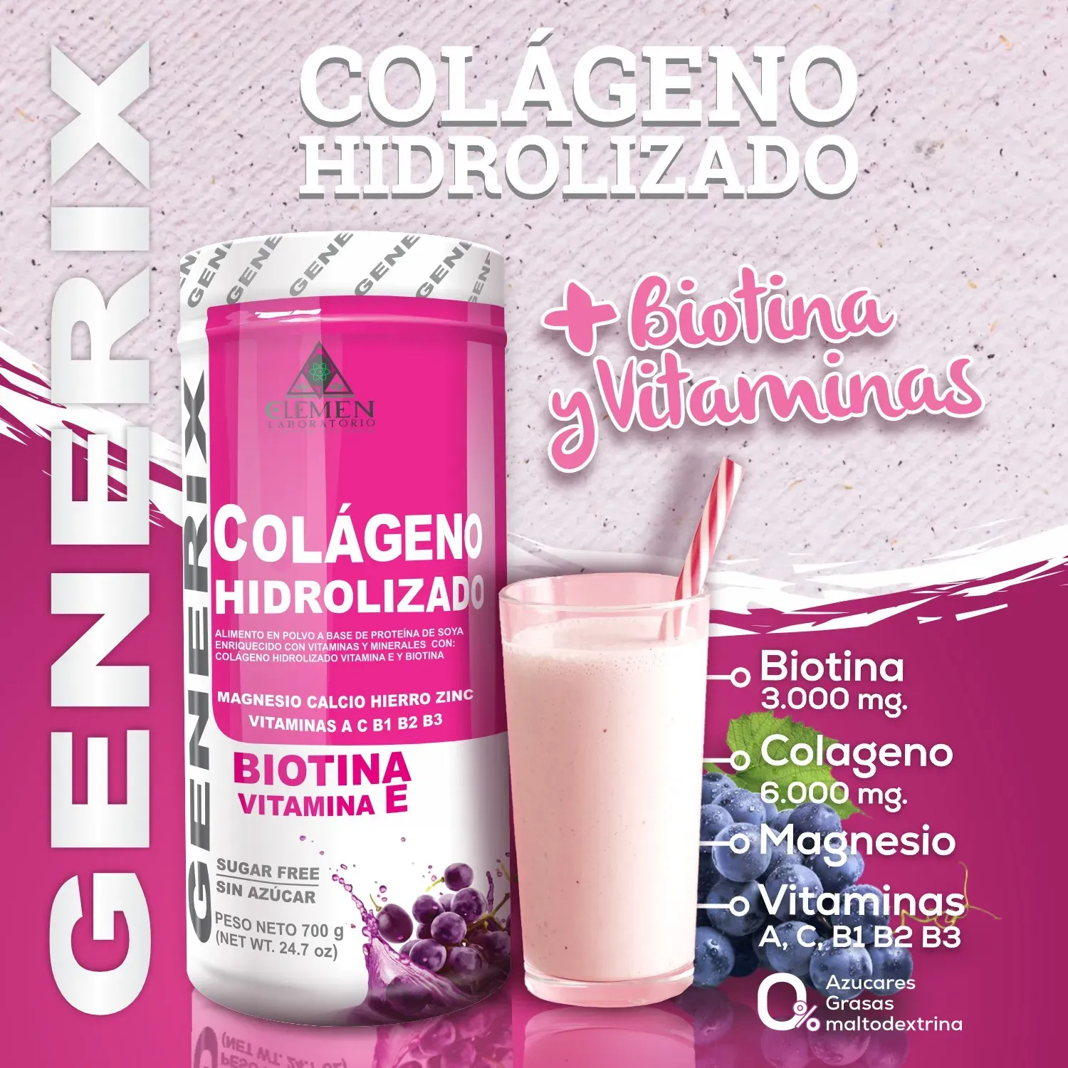 Colageno + Biotina x 2 Tarros de 700 gr.