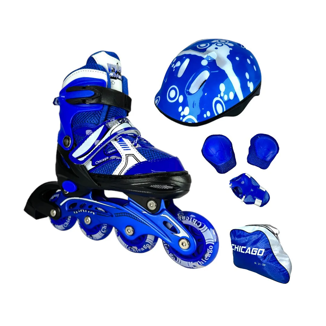 Patines En Linea Semiprofesionales Ajustables Kit Chicago Azul