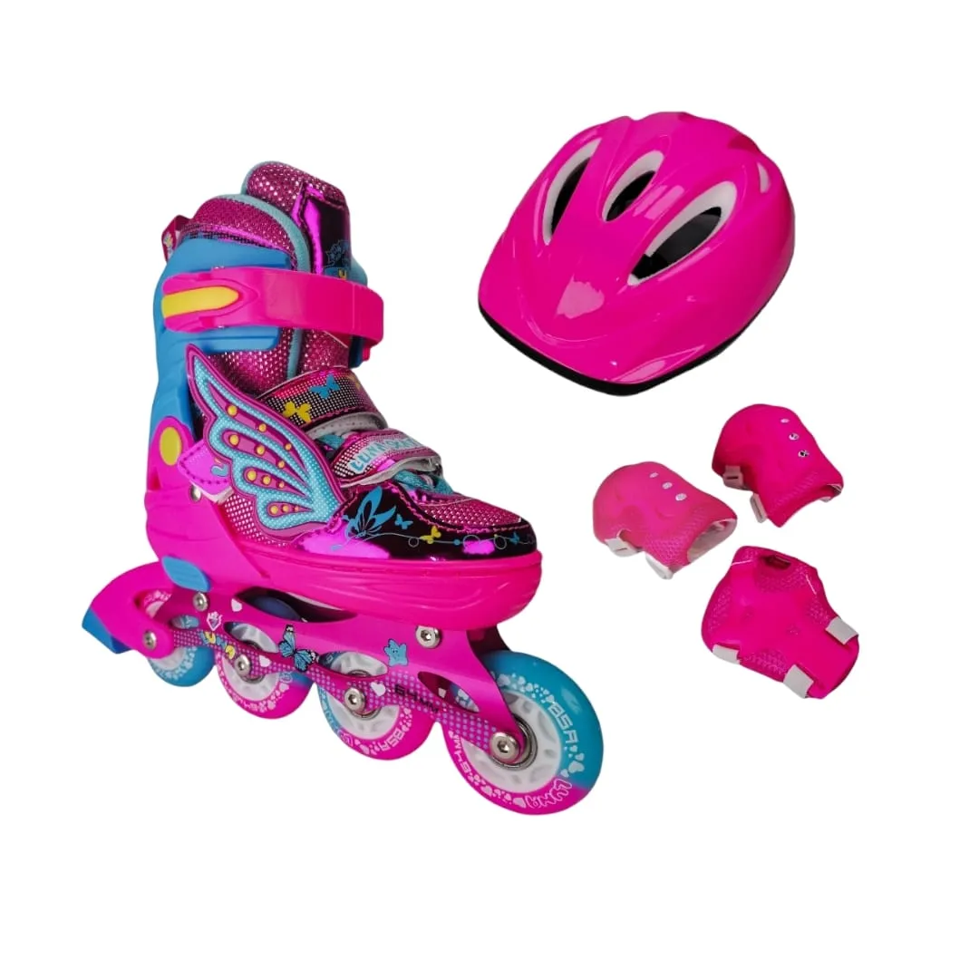 Patines En Linea Semiprofesionales Ajustables Kit Luna Fucsia