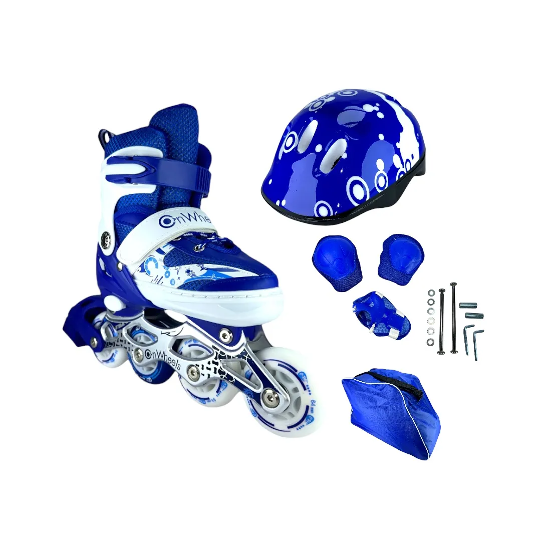 Patines En Linea Semiprofesionales Ajustables Kit Onwheels Azul