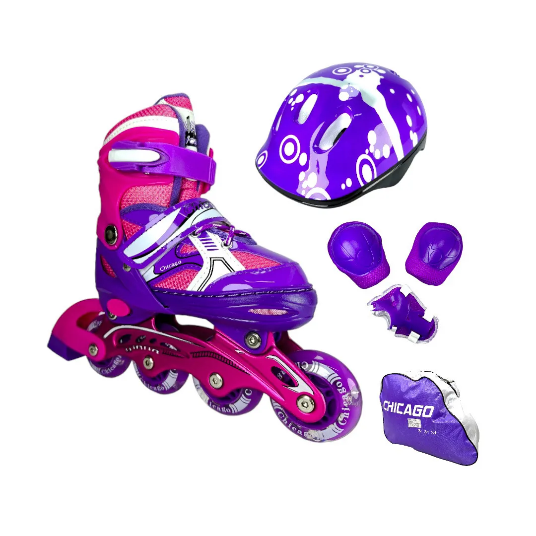 Patines En Linea Semiprofesionales Ajustables Kit Chicago Morado