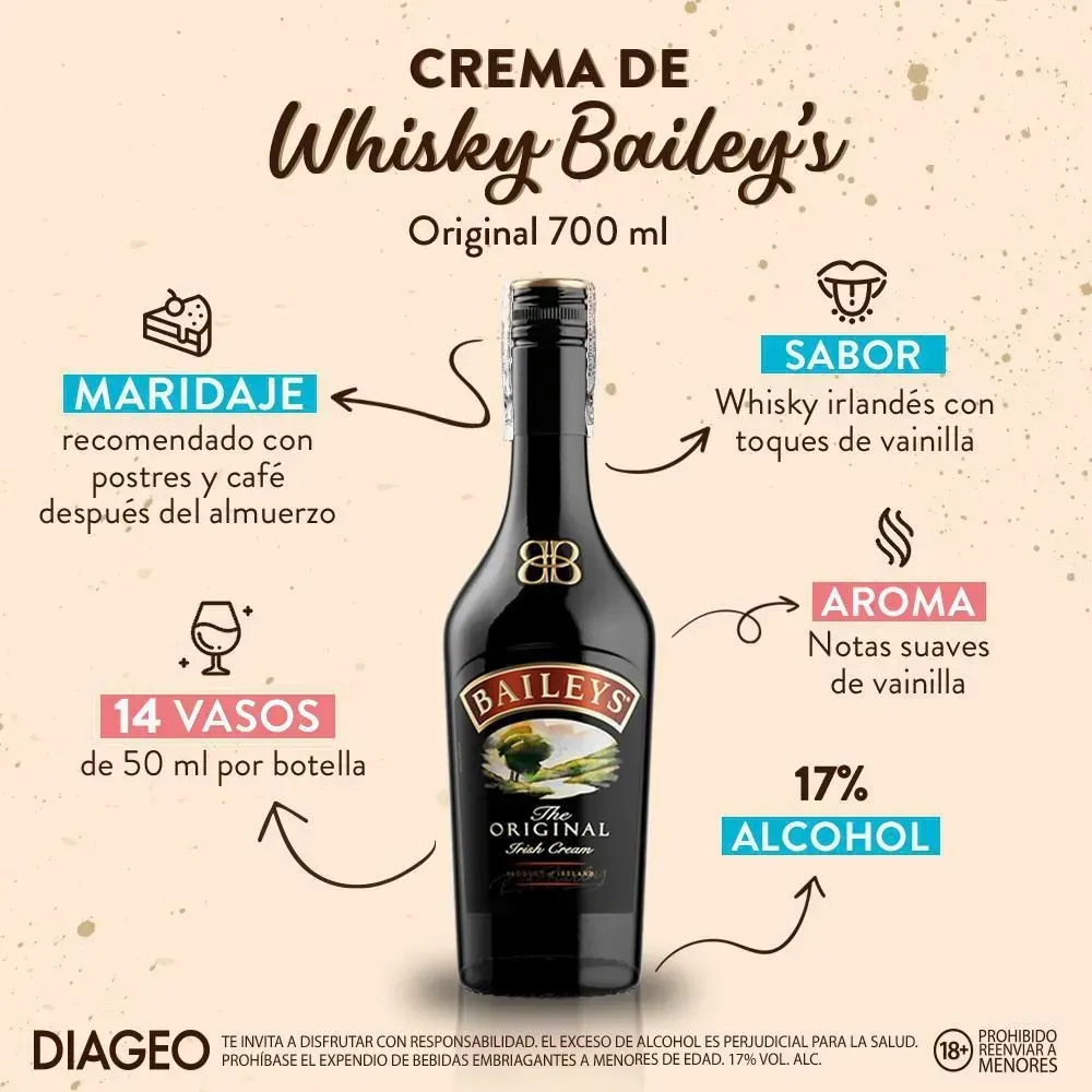 Crema De whisky  Baileys  Original (700 ml)