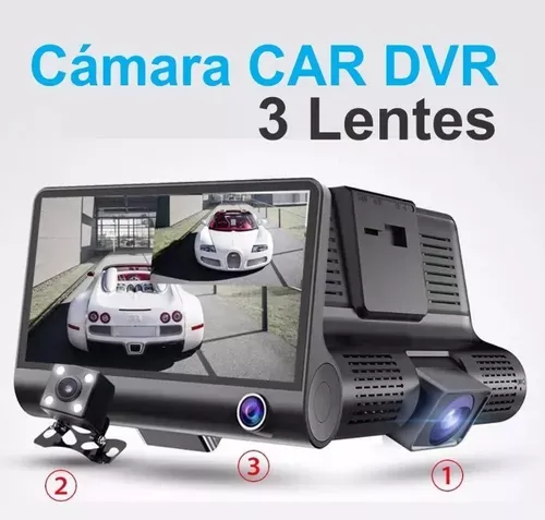 Video Camara Dvr Para Carro 3 Lentes Frontal Reversa Interno