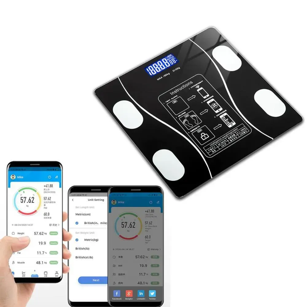 Bascula Inteligente Pesa Bluetooth Vidrio Templa Digital App