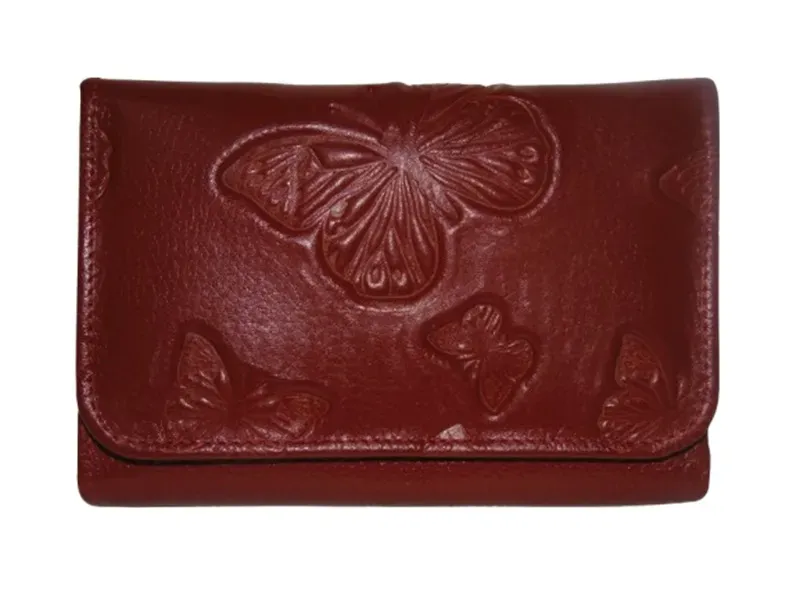 Billetera para Dama en Cuero CALZADO GUERREROS CB-096 Rojo Mariposas