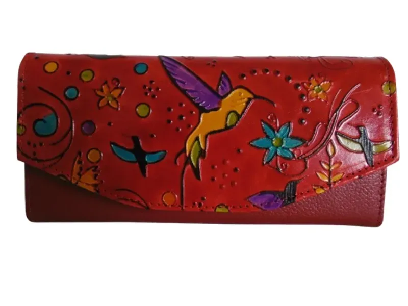 Billetera En Cuero Para Mujer Tamaño Grande CALZADO GUERREROS CB-080 Rojo Colibrís