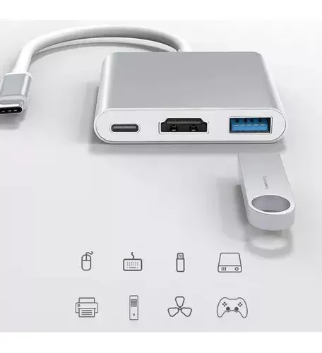 Convertidor Adaptador Hub Usb C A Hdmi 4k Usb 3.0 Y Tipo C