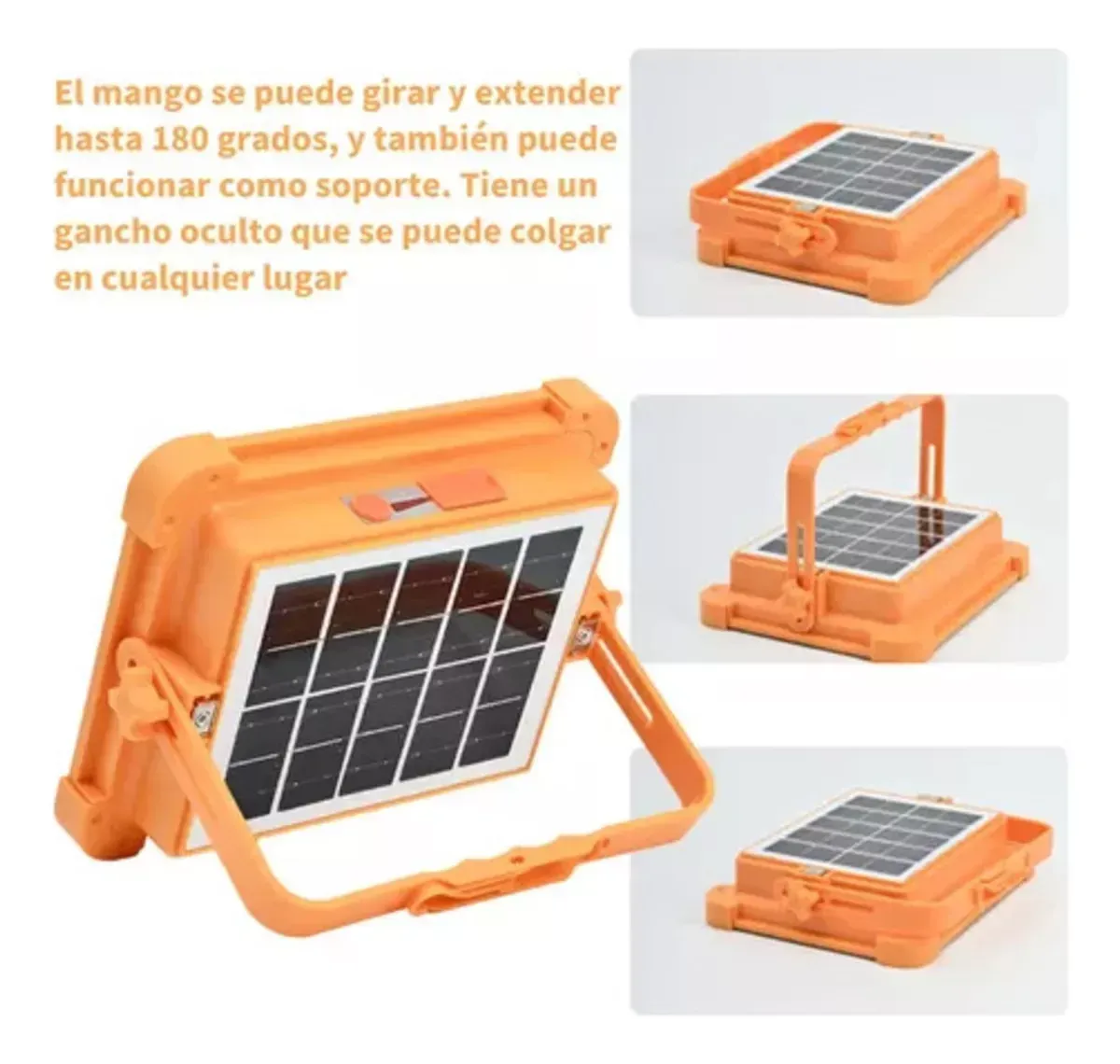 Reflector Portátil Solar 5 Modos Led Exterior Recargable Usb