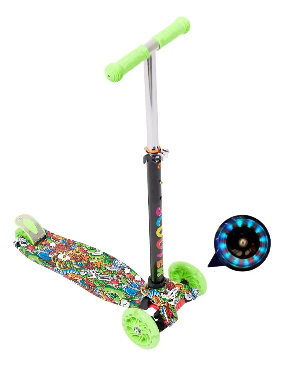 Patinete De Juguete Pesado Para Niños, 60 Kg, Rueda Infantil, Color Md03 Green Montro