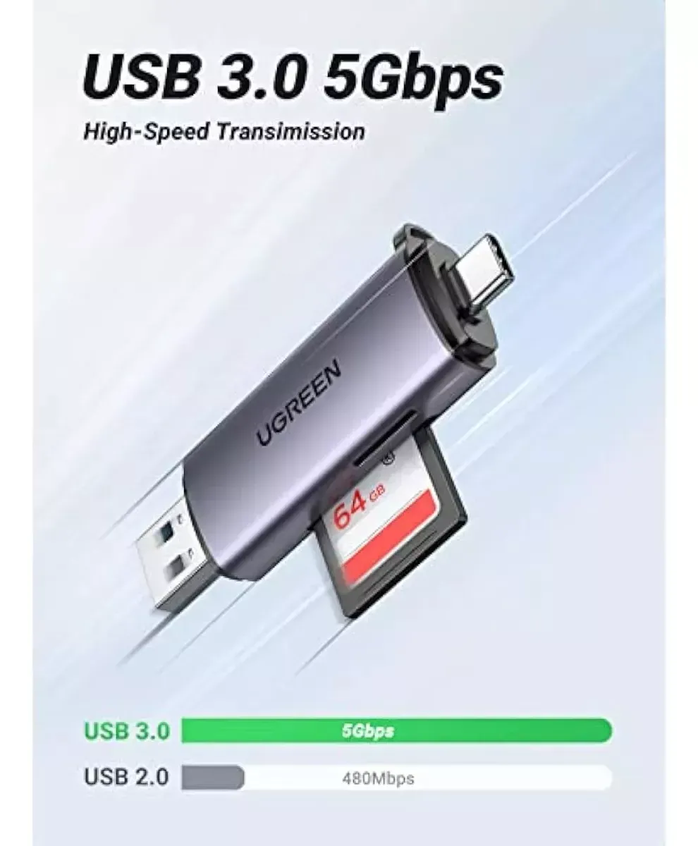 Lector De Tarjeta Sd Tf Micro Sd Usb 3.0 Tipo C 5gbps Ugreen