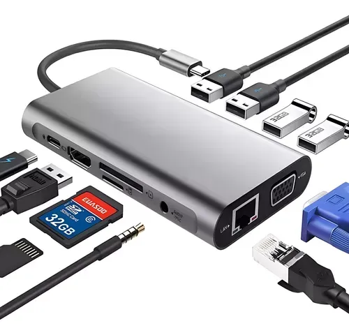 Adaptador Usb C Hub 11 En 1 Ethernet Para Macbook Pro/iPad