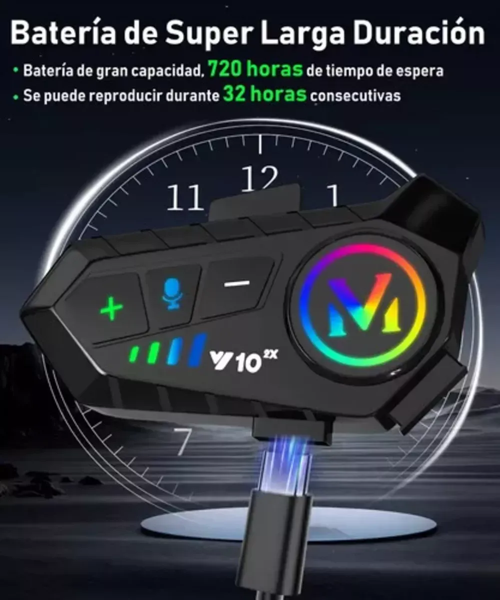 Intercomunicador Real Audífonos Bluetooh Para Casco Moto