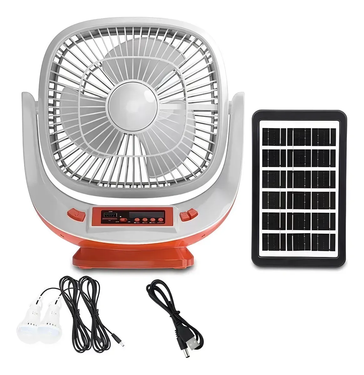 Ventilador Solar Bluetooth Radio Luz Emergencia Con Panel