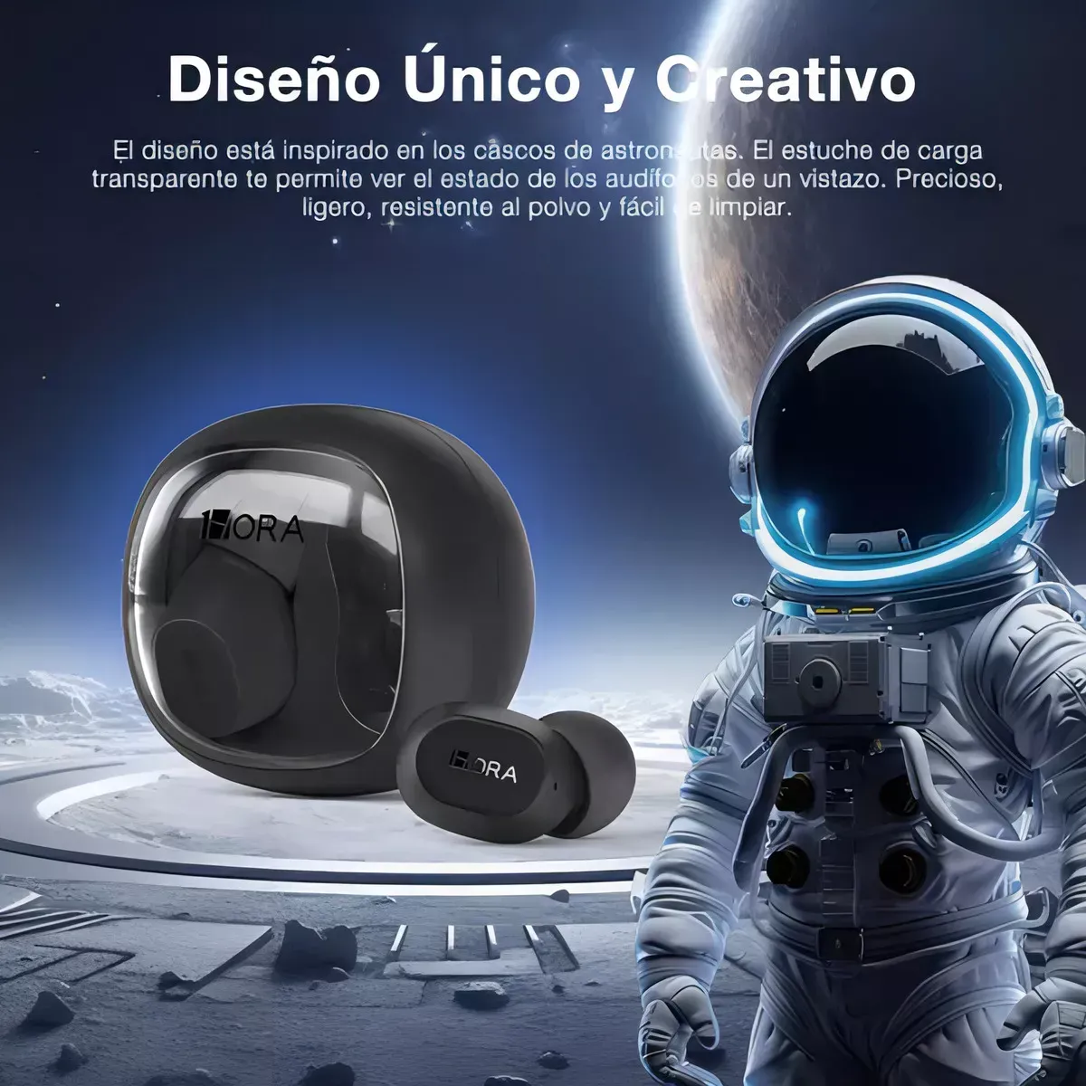 Audifonos Inalambricos 1hora Bluetooth 5.3 In Ear Manos Libres 1-hora Aut208 Color Negro