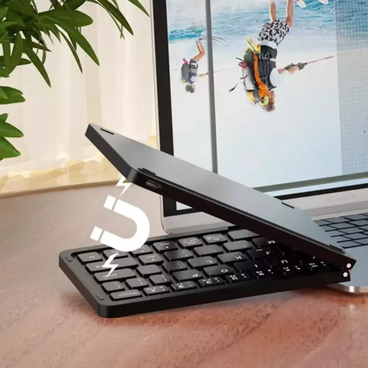 Teclado Inalámbrico Plegable Bluetooth Recargable + Soporte