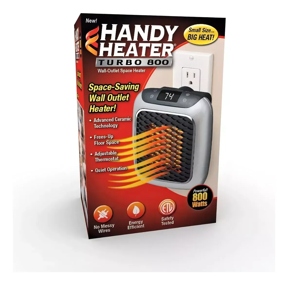 Mini Calentador Handy Heater Turbo 800w Portatil Color Negro