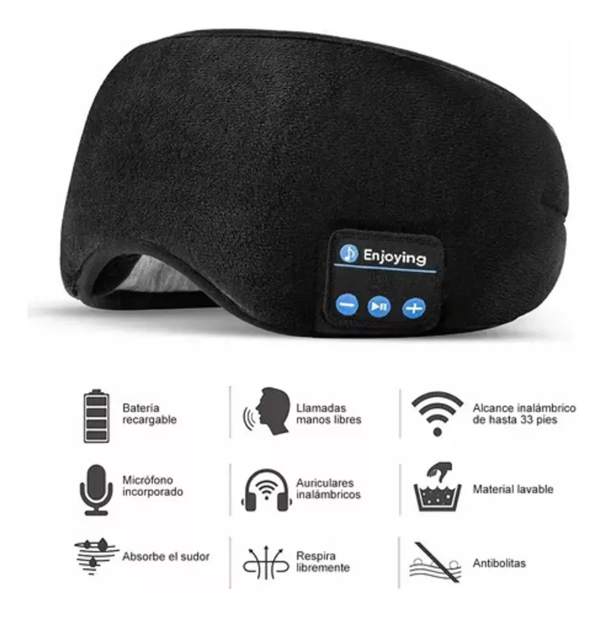 Antifaz Cubre Ojos Ajustable Para Dormir Bluetooth Musica