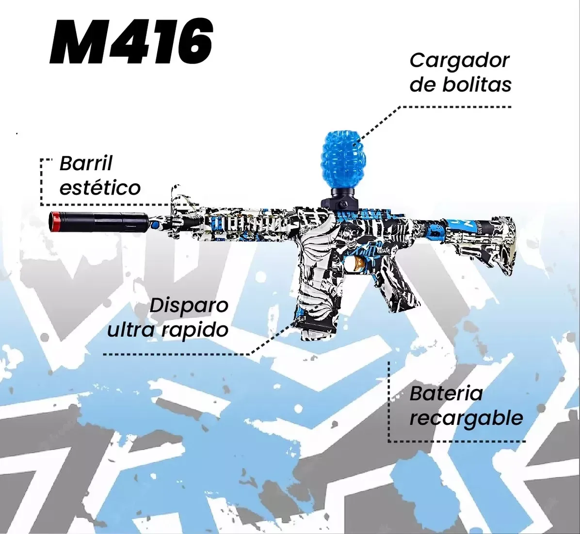 Pistola De Hidrogel Automática Rifle M416 + 50000 Bolas