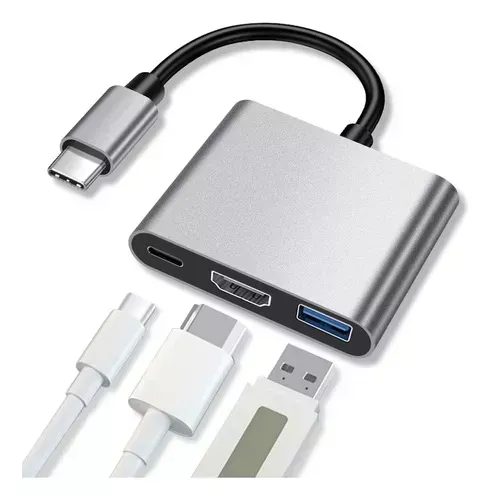 Convertidor Adaptador Hub Usb C A Hdmi 4k Usb 3.0 Y Tipo C